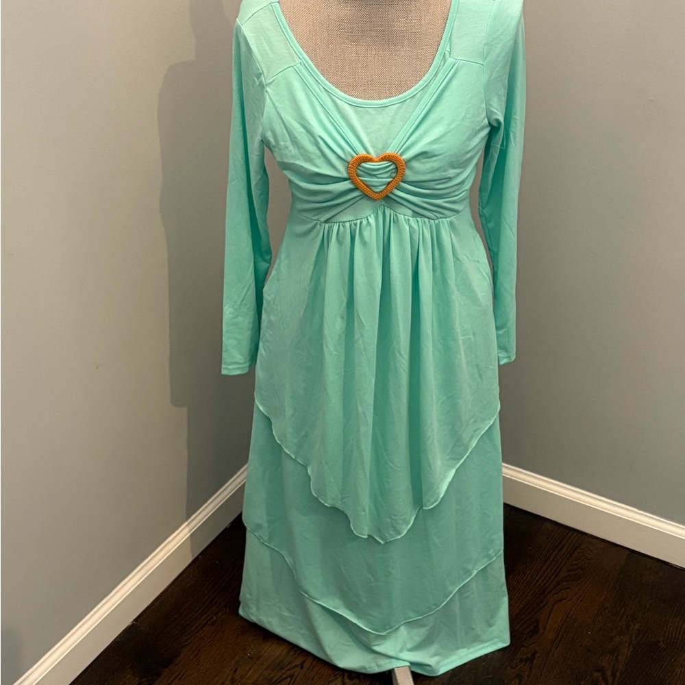 NEW  (TWO DRESSES)  Turquoise Sundress with Scoop Neck and Gold Accent